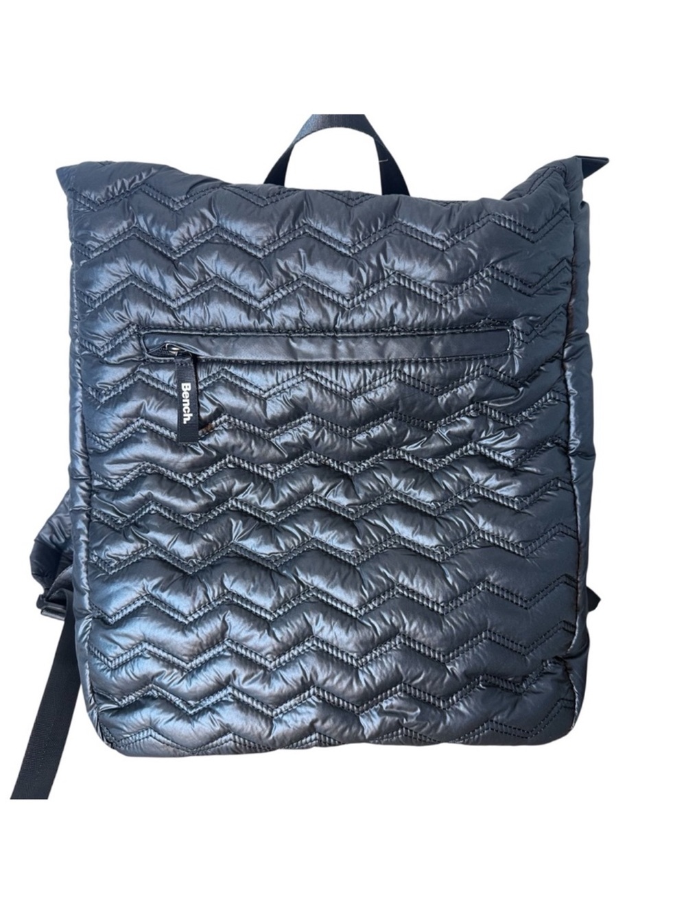 BENCH New Black Backpack Knapsack Puffy Quilted Soft Zipper School Bag Chevron